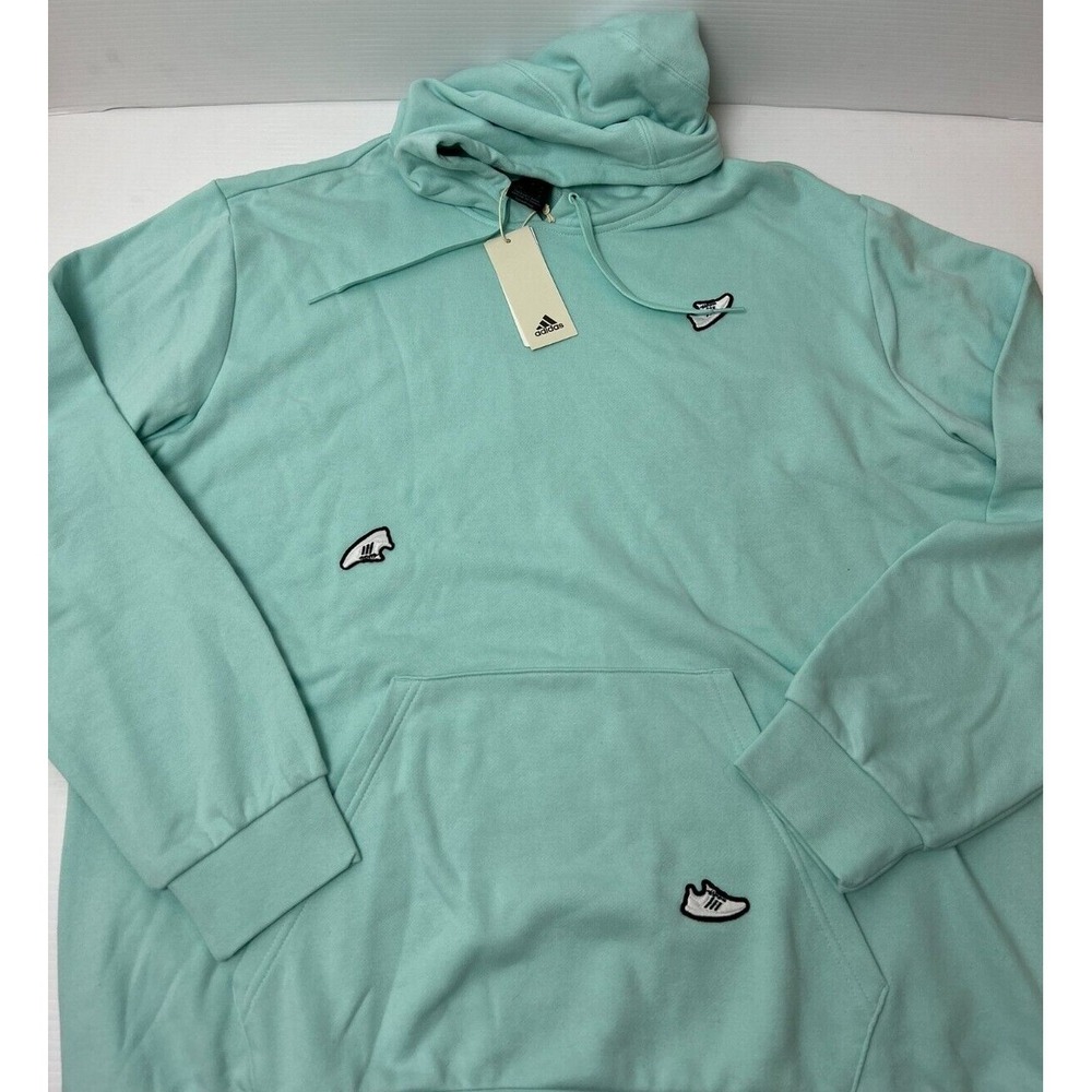 New Adidas Originals Undeniable Hoodie Mens Size XL Aqua All Over Print IL2965